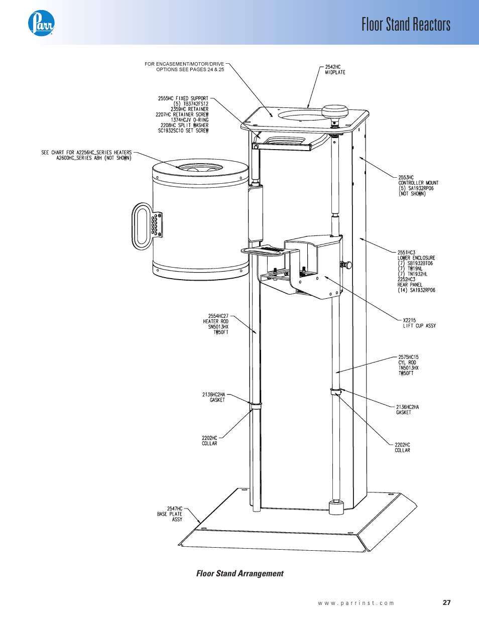 Floor stand reactors | Parr Instrument Series 4530 User Manual | Page 27 / 28