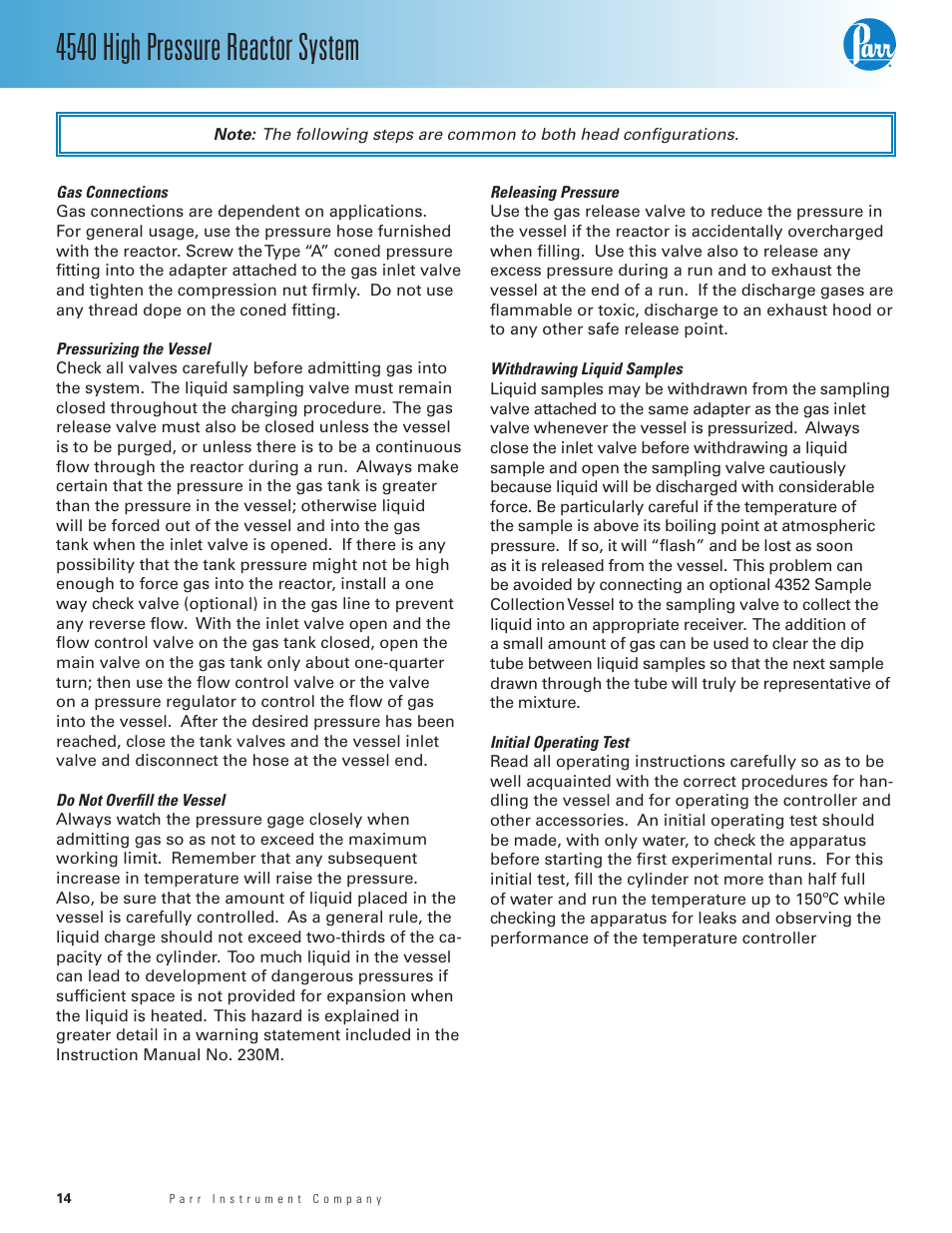 4540 high pressure reactor system | Parr Instrument Series 4540 User Manual | Page 14 / 32