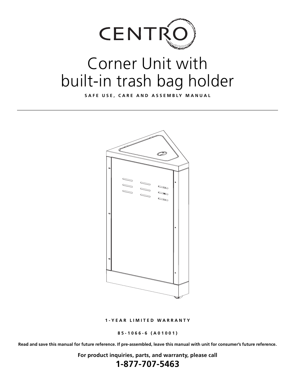 Centro 85-1066-6 (A01001) User Manual | 8 pages