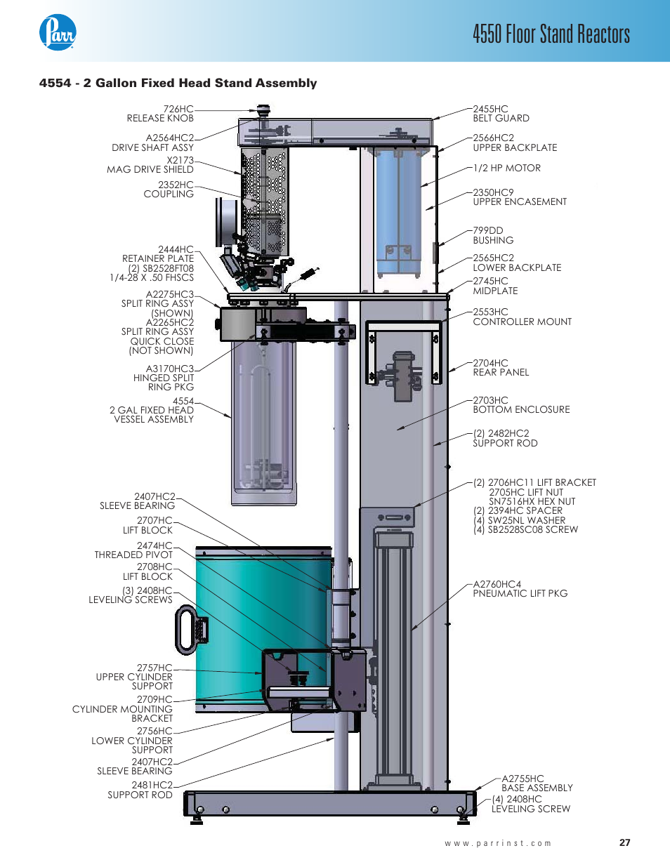 4550 floor stand reactors | Parr Instrument Series 4550 User Manual | Page 27 / 28