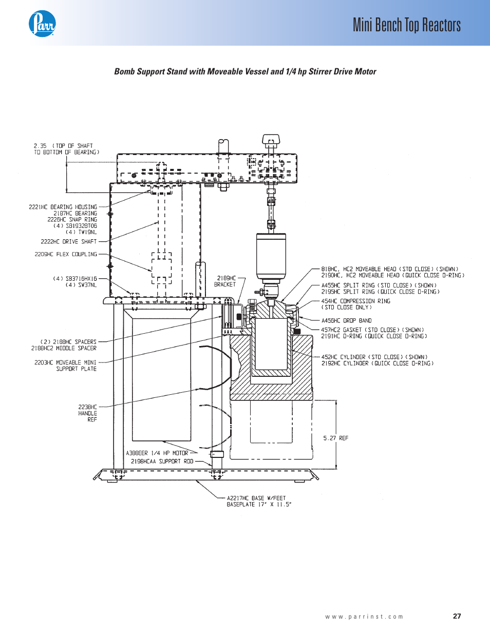 Mini bench top reactors | Parr Instrument Series 4560 User Manual | Page 27 / 28