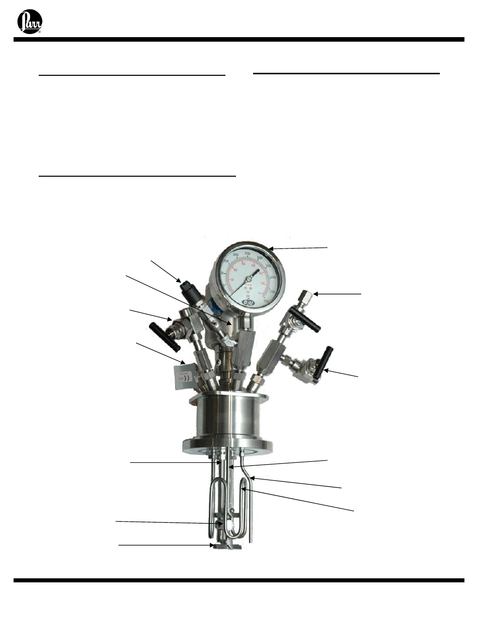 Identify the valves, Gas inlet valves, Gas release valve | Liquid sampling valve | Parr Instrument Series 4570 User Manual | Page 10 / 28