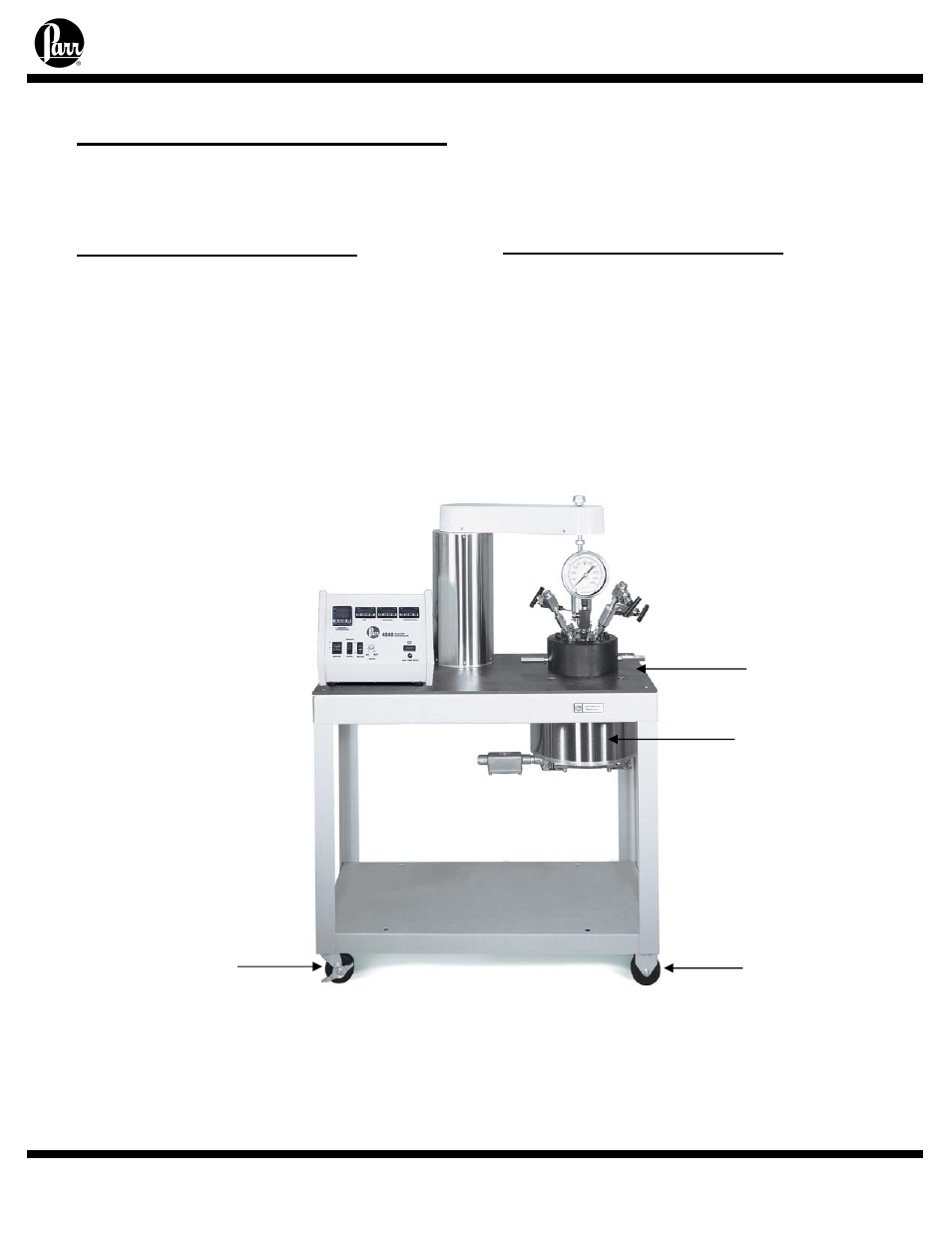 Vessel heater stand & parts list | Parr Instrument Series 4570 User Manual | Page 26 / 28