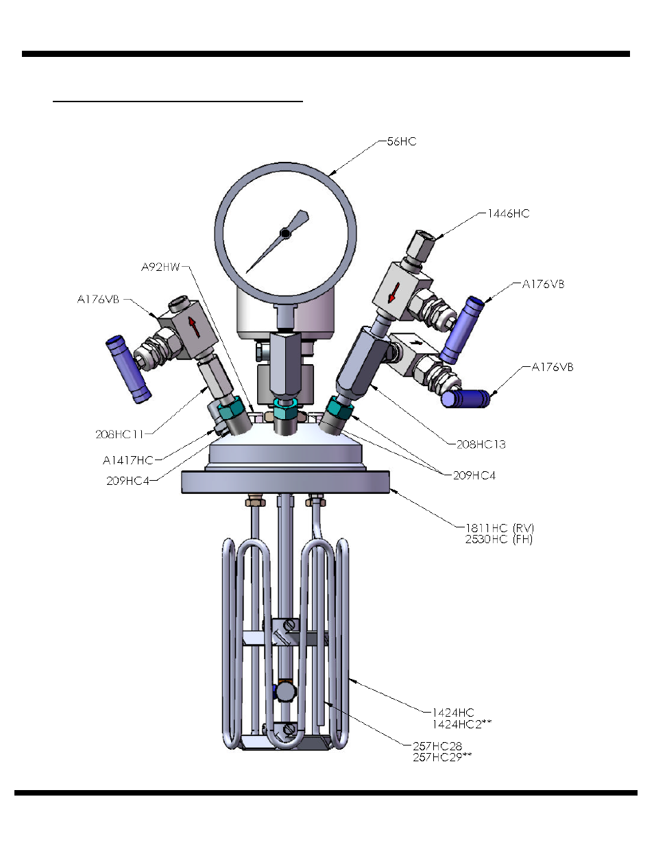 4580 head assembly front view, Parts lists (continued) | Parr Instrument Series 4580 User Manual | Page 25 / 28