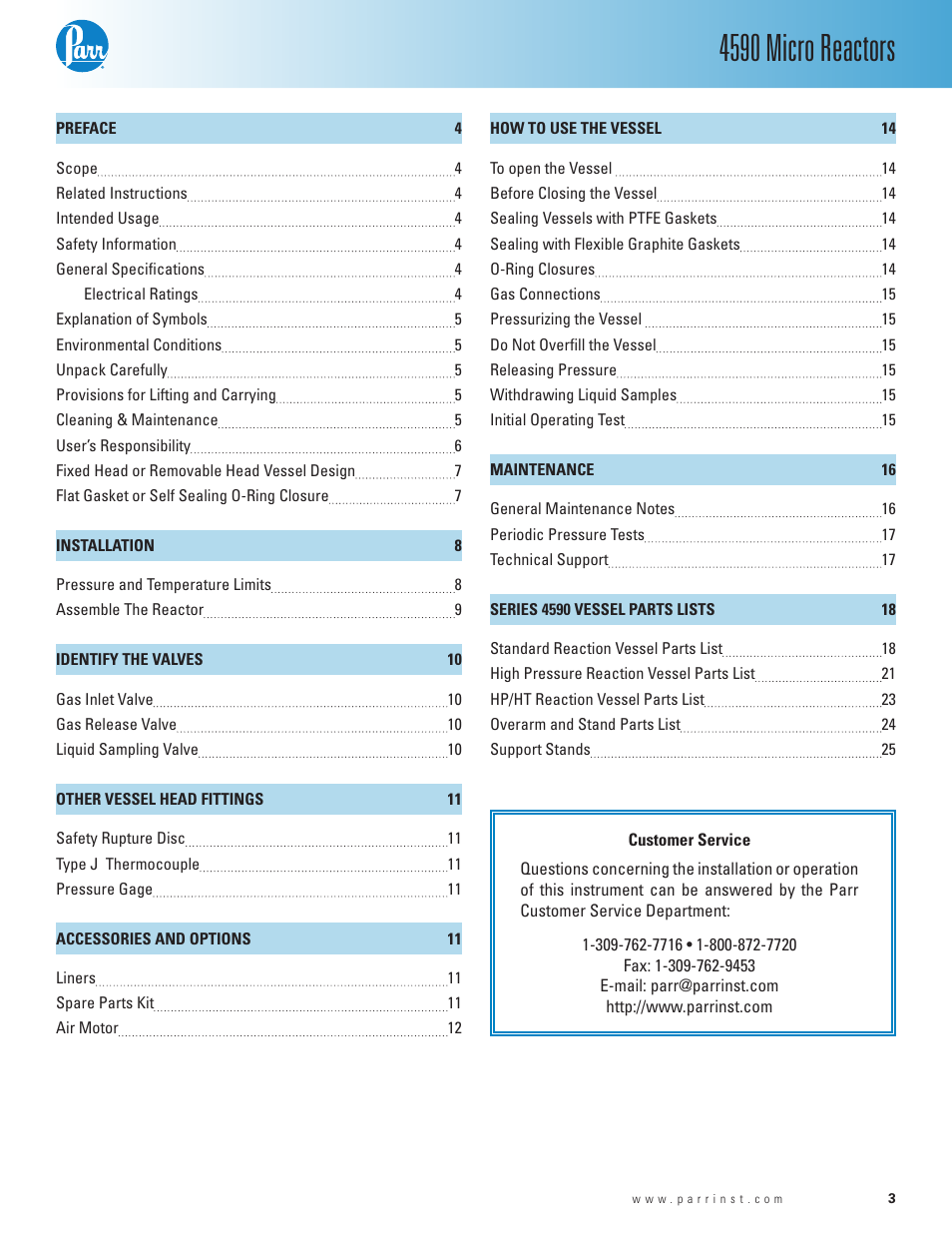 4590 micro reactors | Parr Instrument Series 4590 User Manual | Page 3 / 28