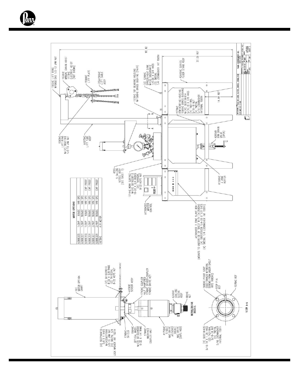 Appendix a, Appendix a – removable vessel reactor drawings | Parr Instrument Series 4558 User Manual | Page 34 / 48