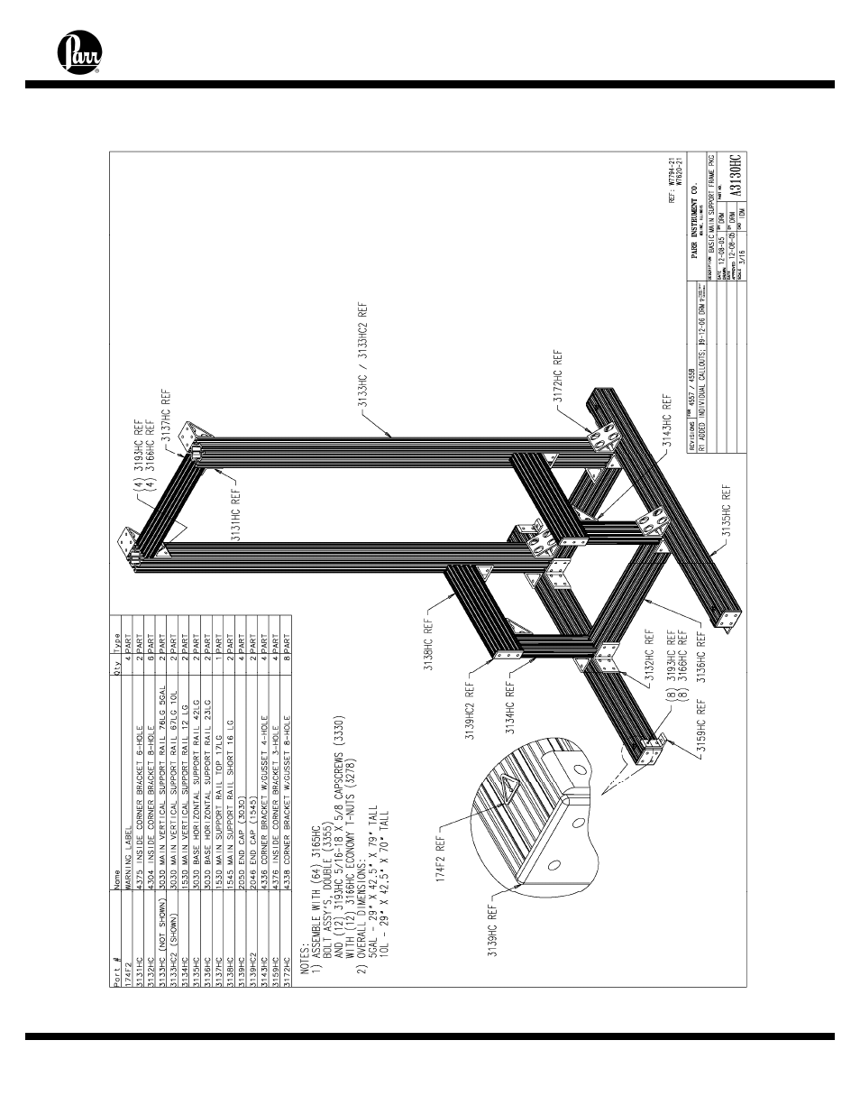 Appendix b – fixed head vessel reactor drawings | Parr Instrument Series 4558 User Manual | Page 40 / 48