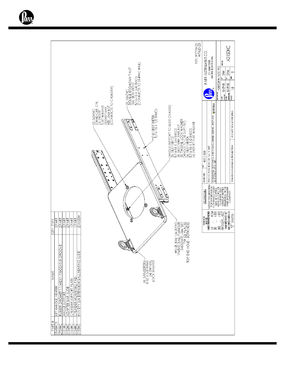 Appendix b – fixed head vessel reactor drawings | Parr Instrument Series 4558 User Manual | Page 42 / 48