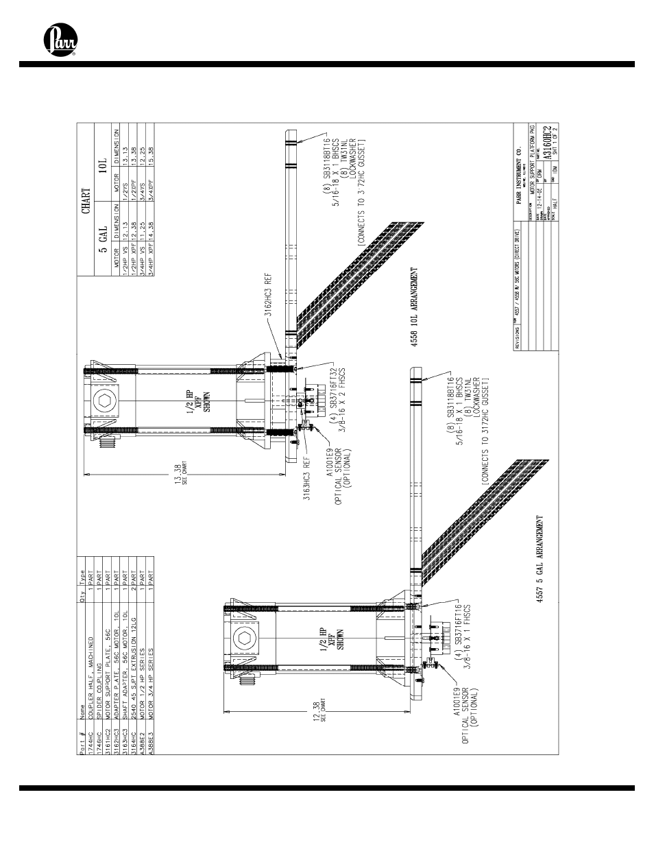 Appendix b – fixed head vessel reactor drawings | Parr Instrument Series 4558 User Manual | Page 44 / 48