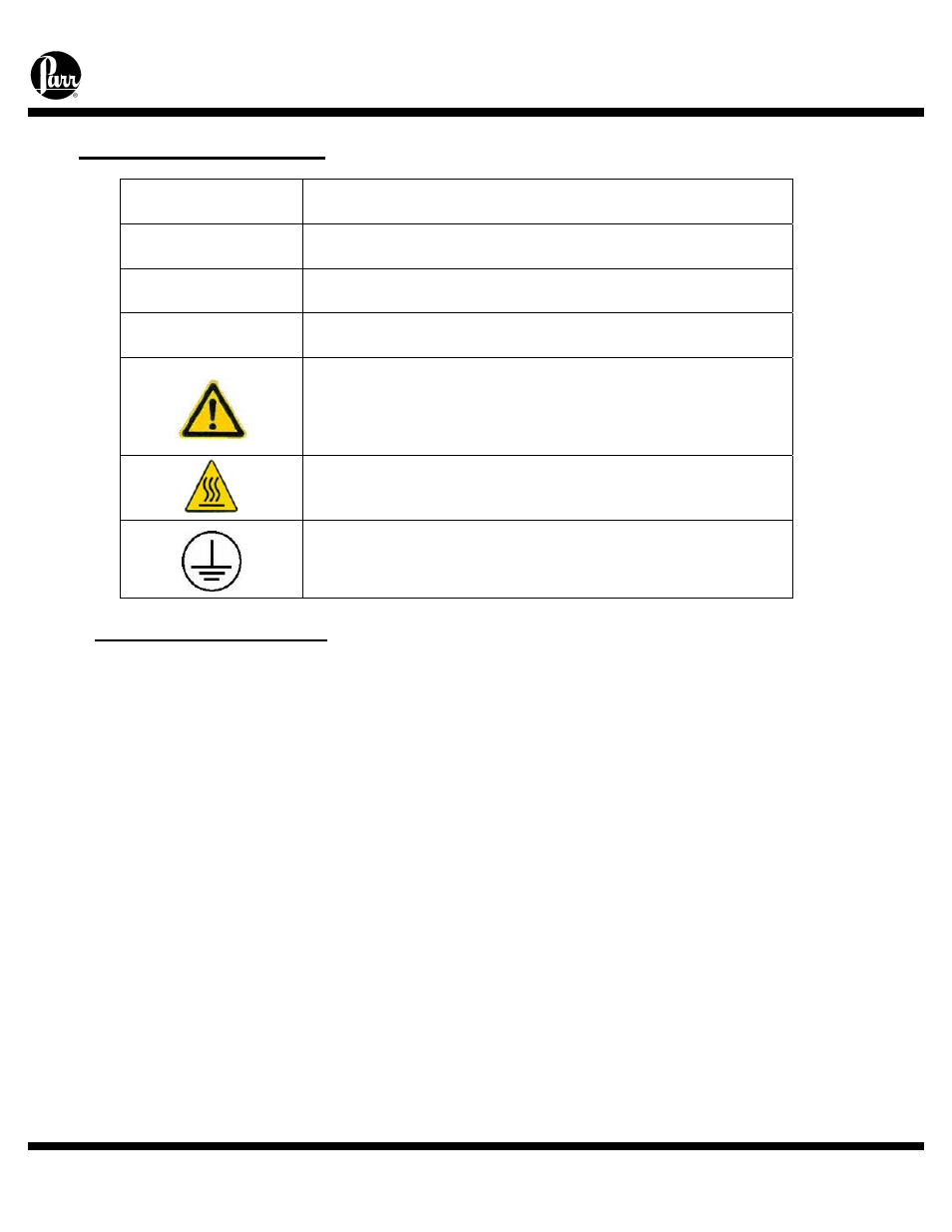 Explanation of symbols, Environmental conditions | Parr Instrument Series 4558 User Manual | Page 7 / 48