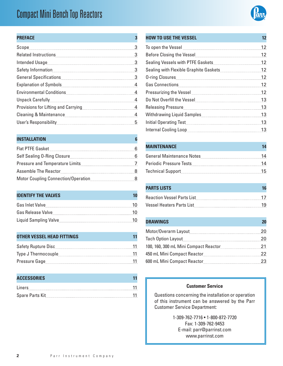 Compact mini bench top reactors | Parr Instrument Series 5500 User Manual | Page 2 / 24