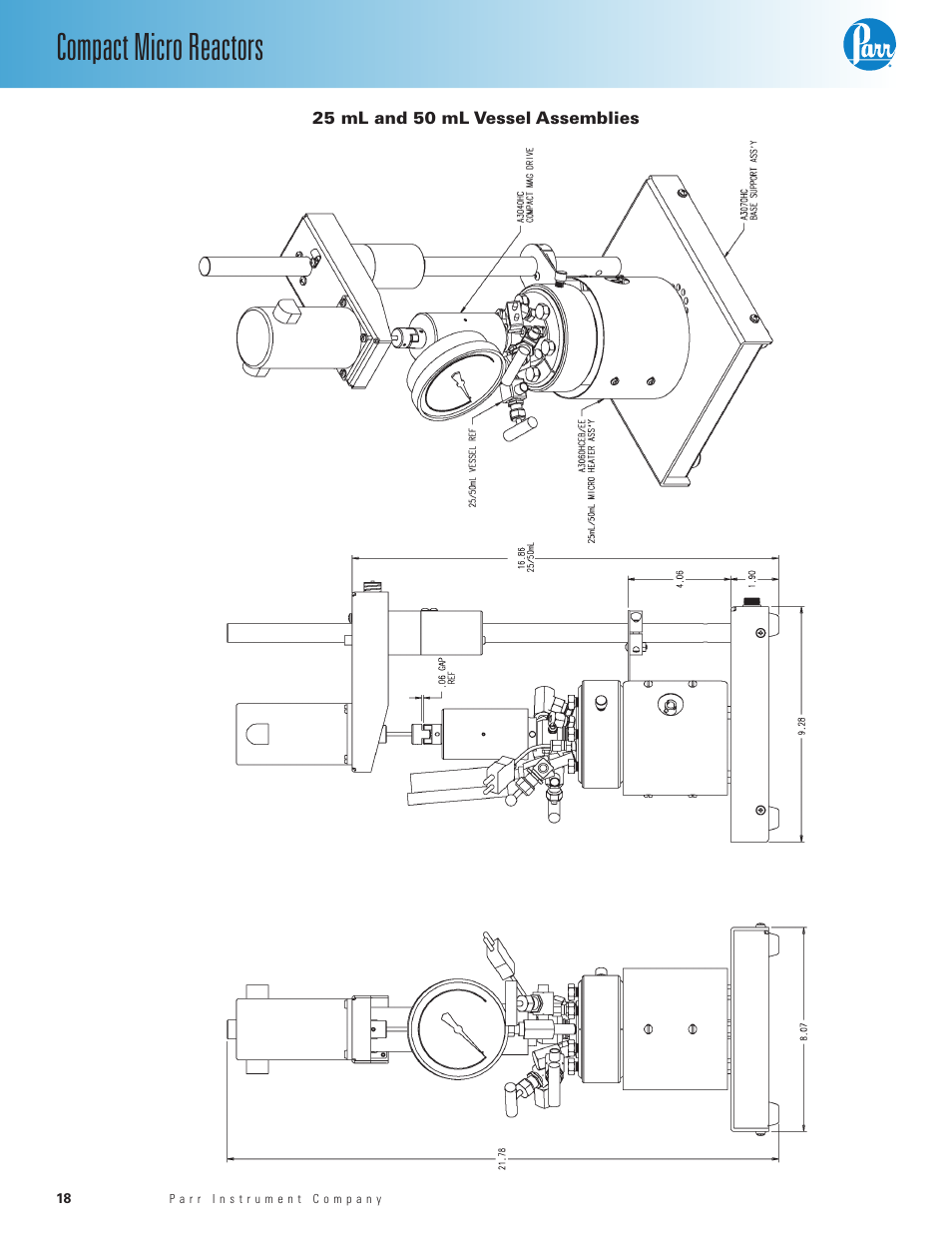 25 ml and 50 ml vessel assemblies, Compact micro reactors | Parr Instrument Series 5500 User Manual | Page 18 / 20