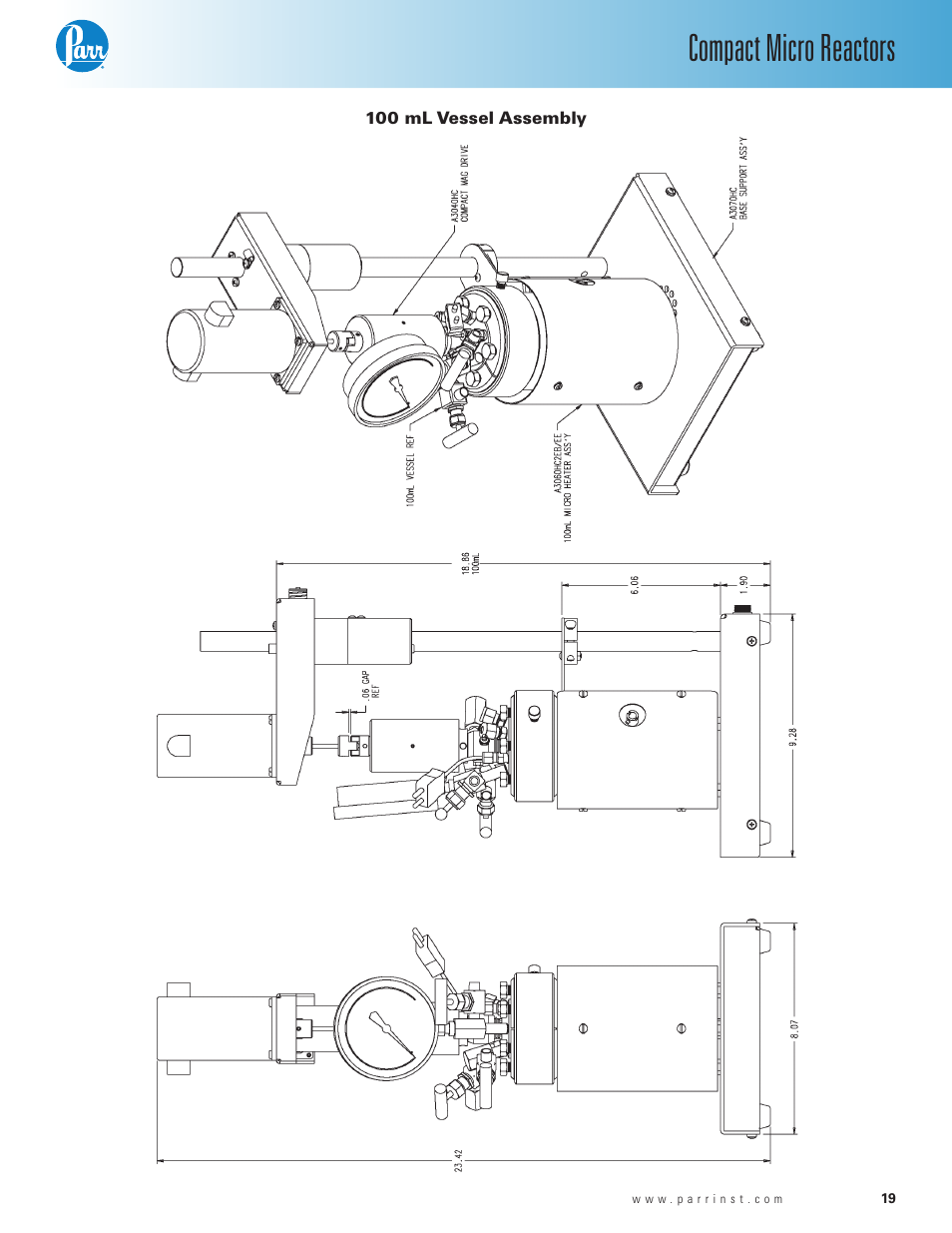 100 ml vessel assembly, Compact micro reactors | Parr Instrument Series 5500 User Manual | Page 19 / 20