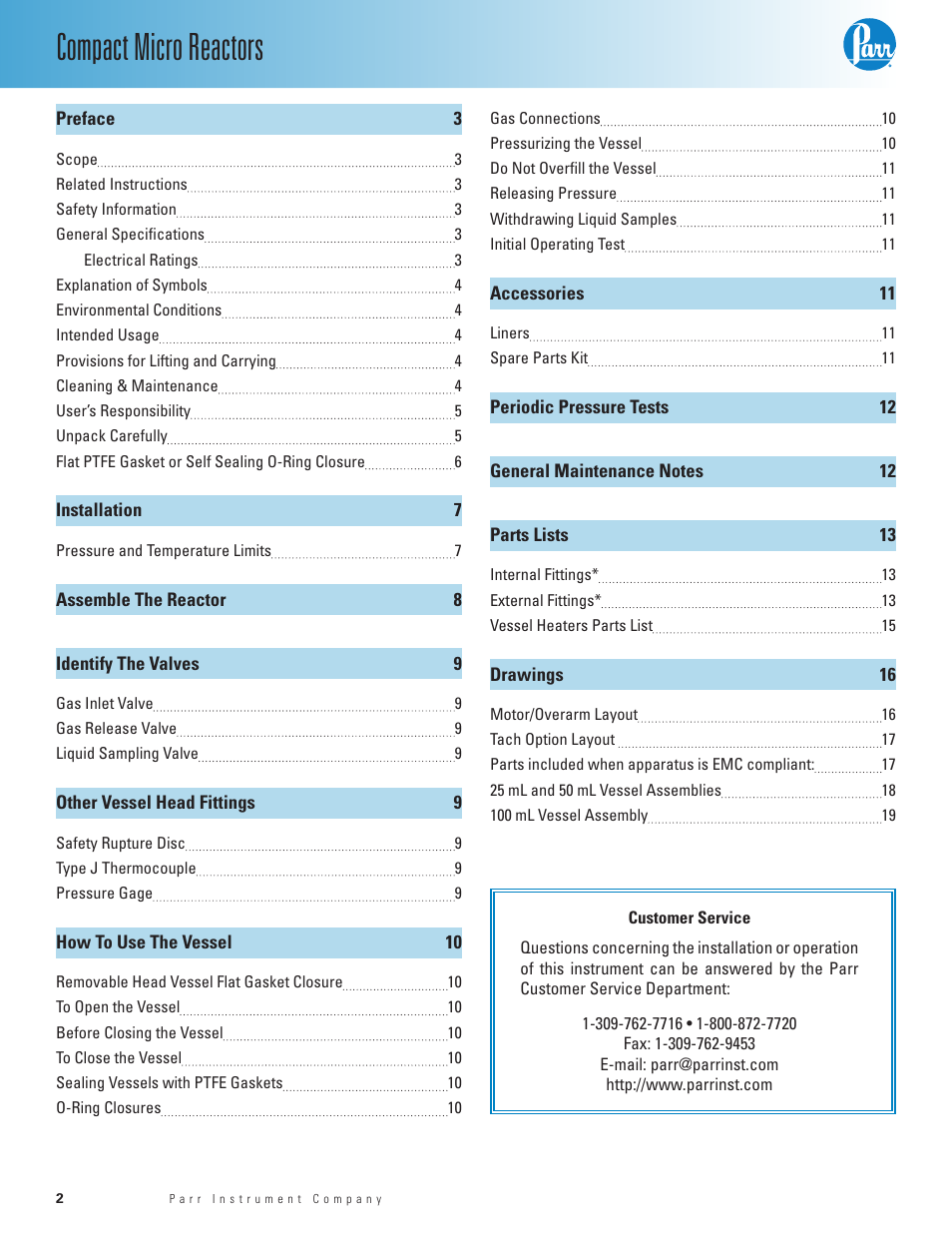 Compact micro reactors | Parr Instrument Series 5500 User Manual | Page 2 / 20