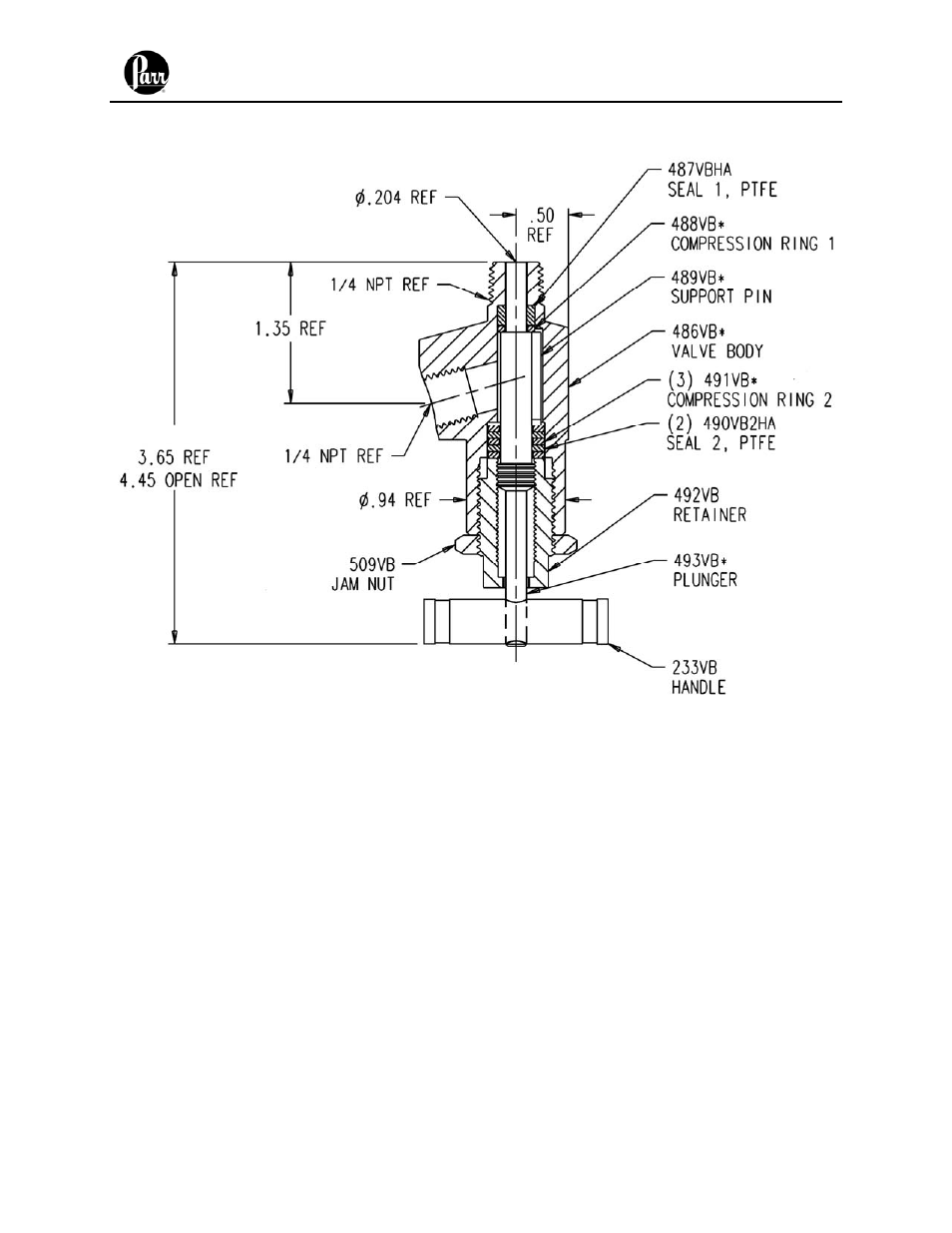 Parr Instrument Bottom Drain Valves User Manual | Page 5 / 8