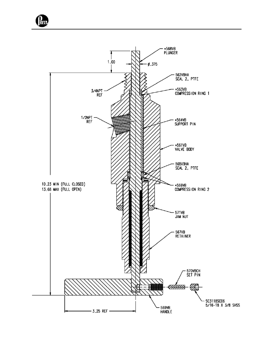 Parr Instrument Bottom Drain Valves User Manual | Page 7 / 8