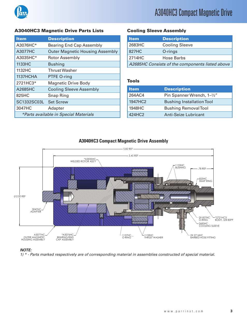 Parr Instrument A3040HC3 User Manual | Page 3 / 4