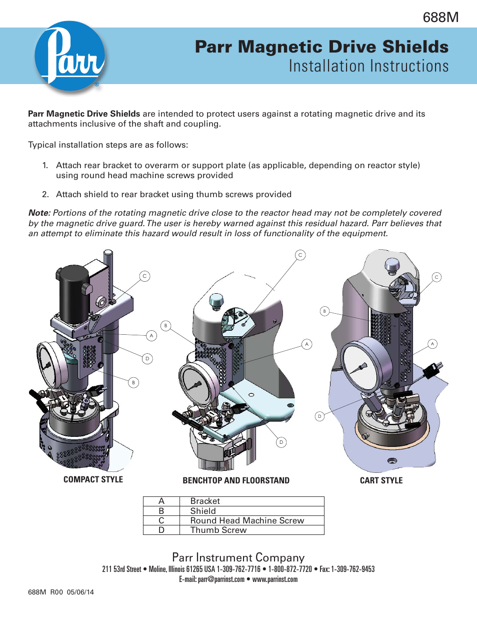 Parr Instrument Parr Magnetic Drive Shields User Manual | 1 page