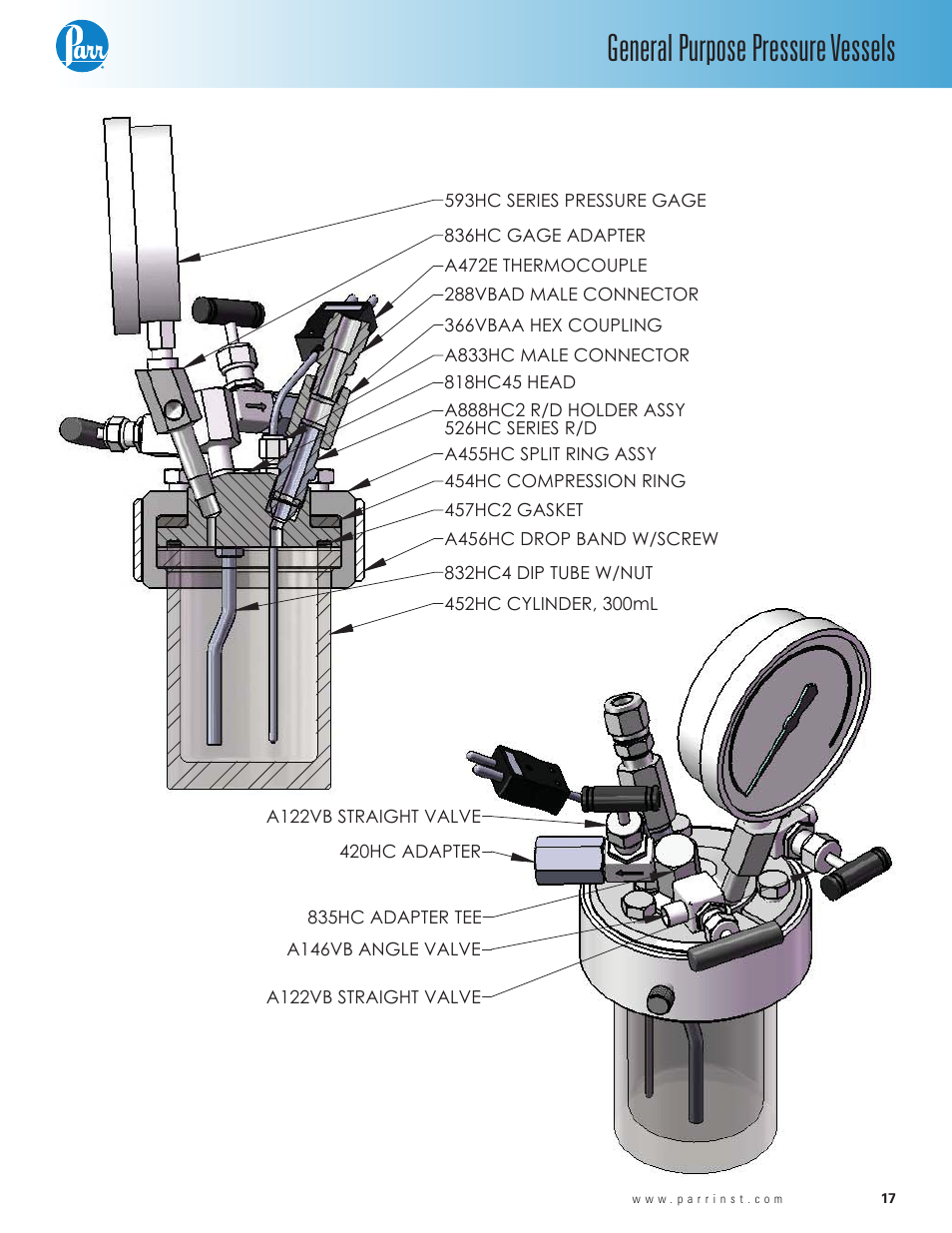 General purpose pressure vessels | Parr Instrument 4700 User Manual | Page 17 / 36