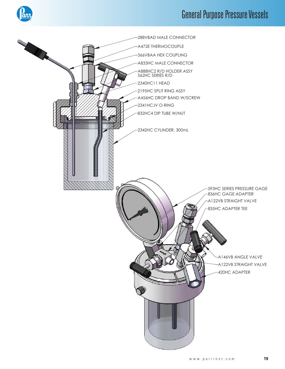 General purpose pressure vessels | Parr Instrument 4700 User Manual | Page 19 / 36