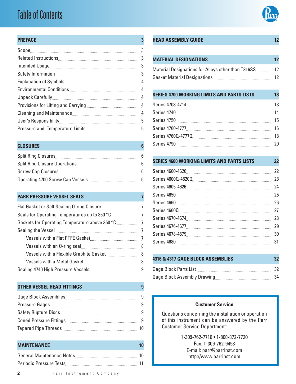 Parr Instrument 4700 User Manual | Page 2 / 36