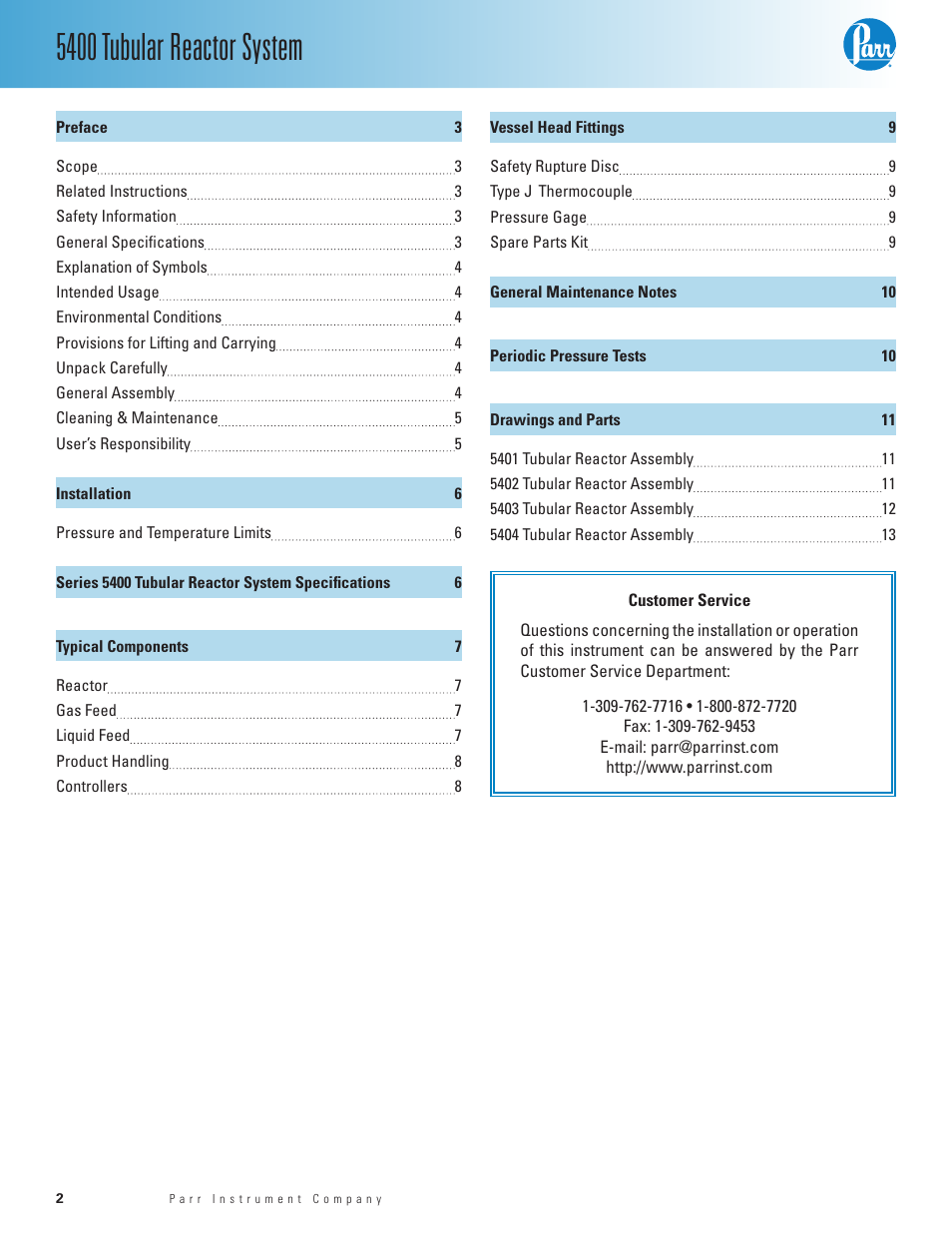 5400 tubular reactor system | Parr Instrument 5400 User Manual | Page 2 / 16