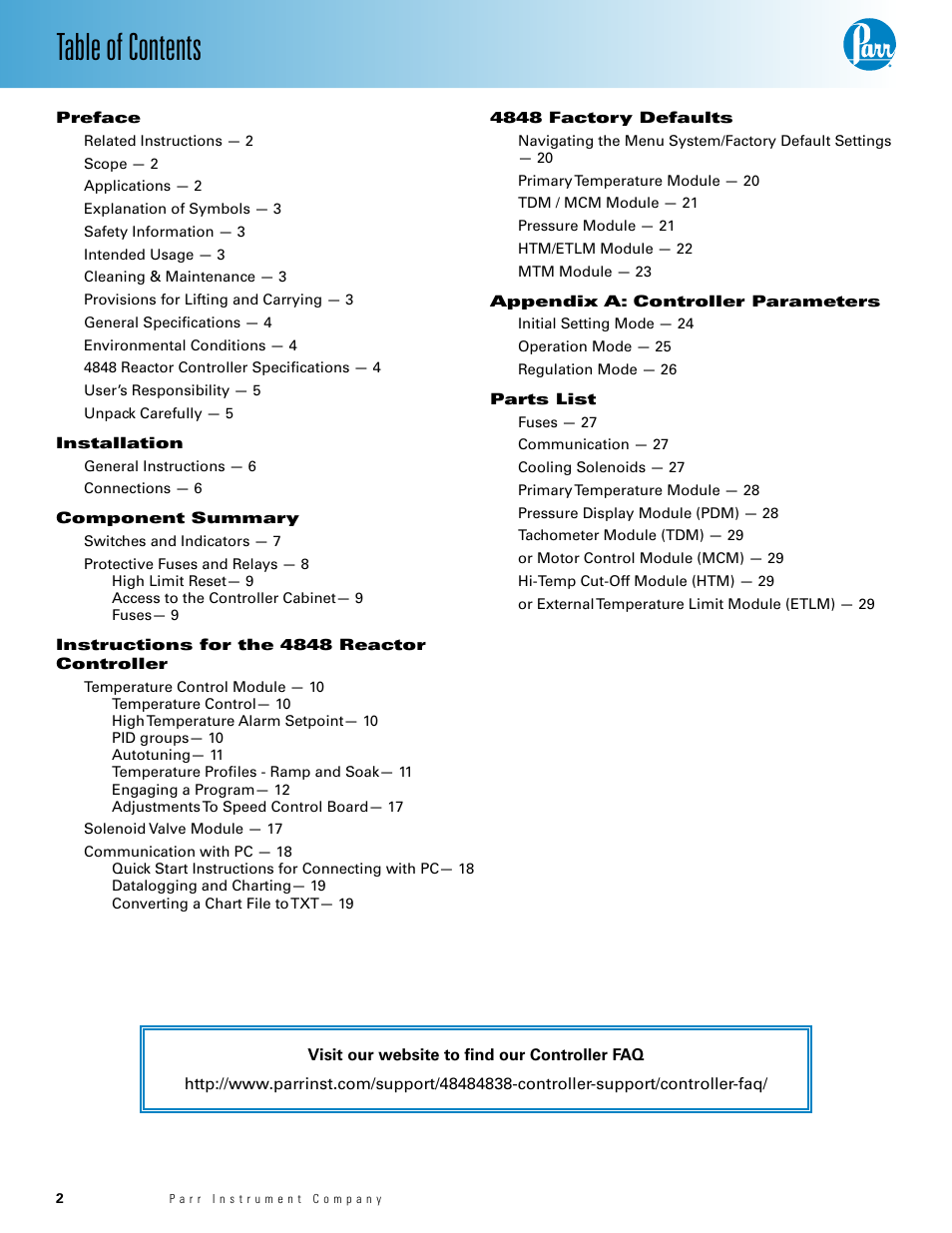 Parr Instrument 4848 User Manual | Page 2 / 40