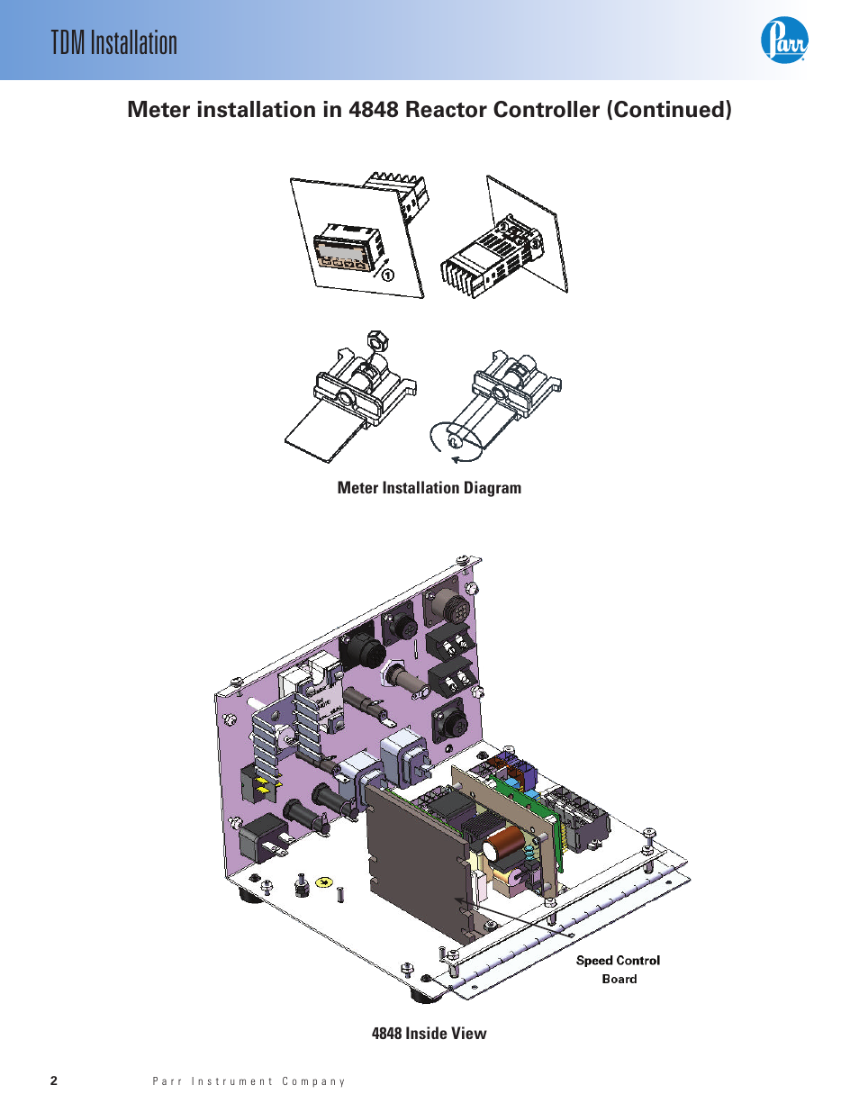 Tdm installation | Parr Instrument TDM User Manual | Page 2 / 8