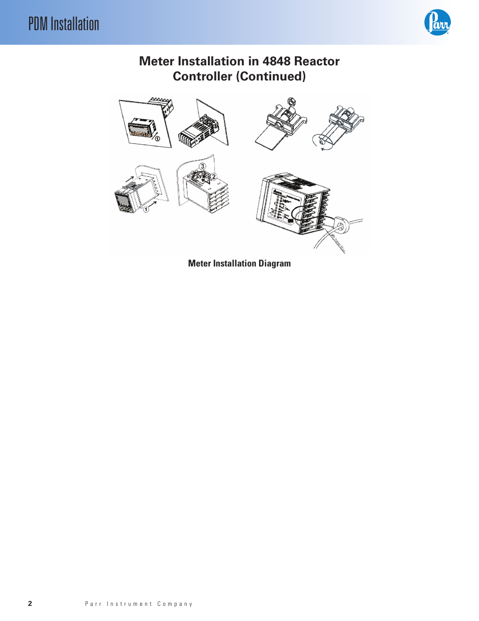 Pdm installation | Parr Instrument PDM User Manual | Page 2 / 8