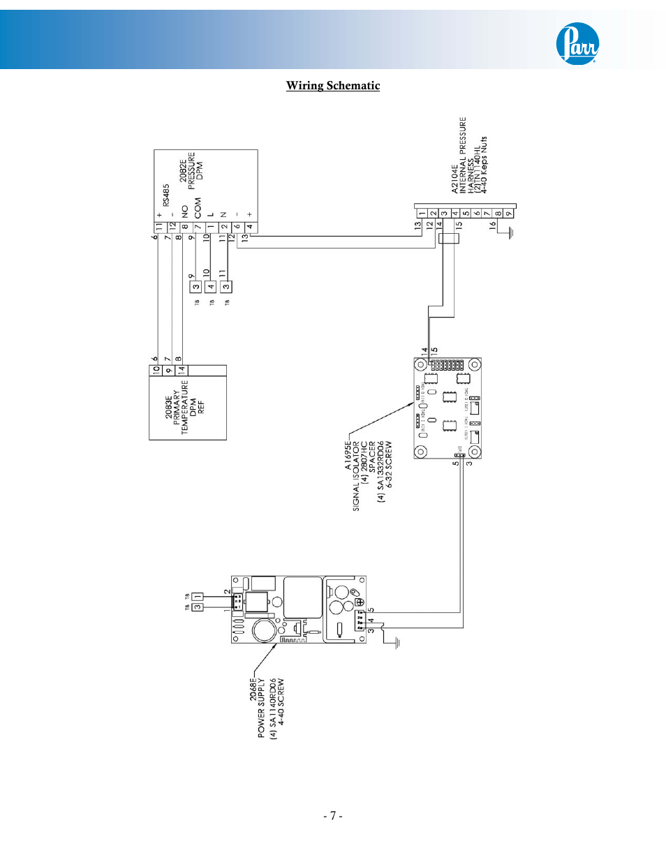 Wiring schematic | Parr Instrument PDM User Manual | Page 7 / 12