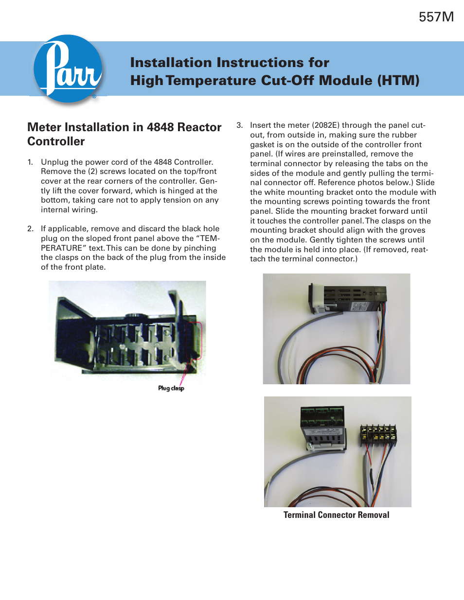 Parr Instrument HTM User Manual | 4 pages