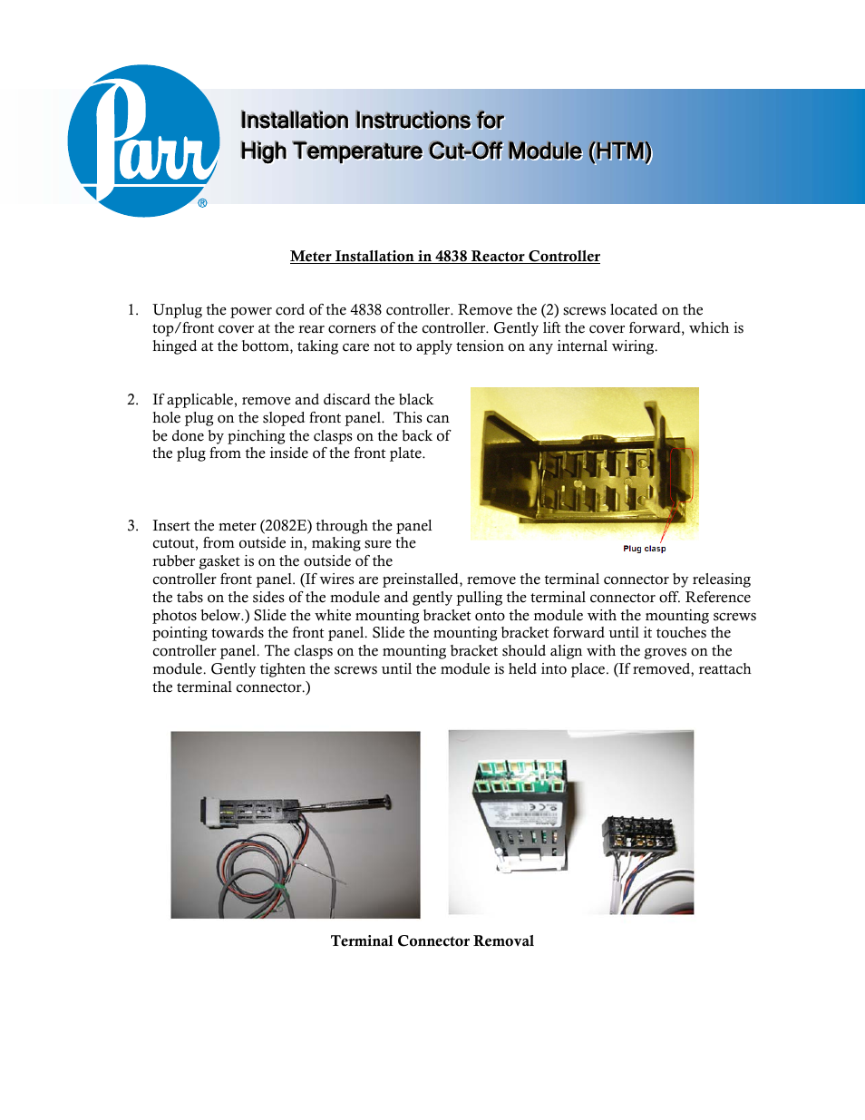 Parr Instrument HTM User Manual | 8 pages
