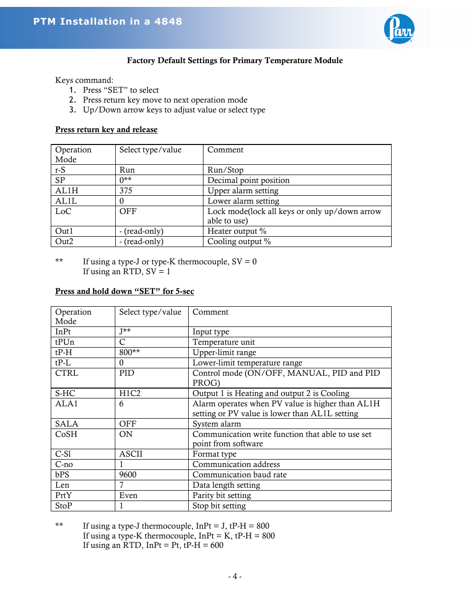 Parr Instrument Primary Temp Meter User Manual | Page 4 / 8