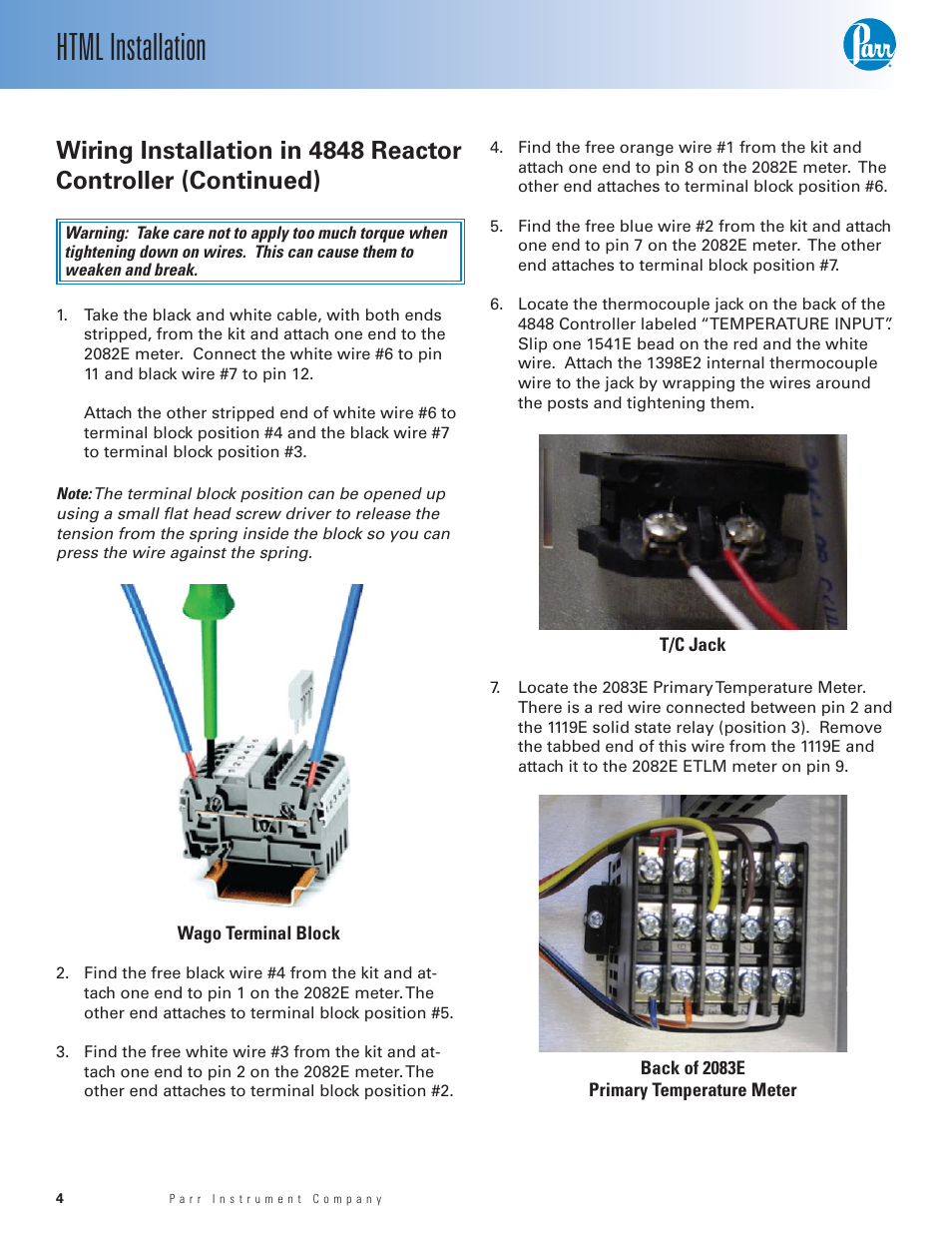 Html installation | Parr Instrument ETLM-HTML User Manual | Page 4 / 8
