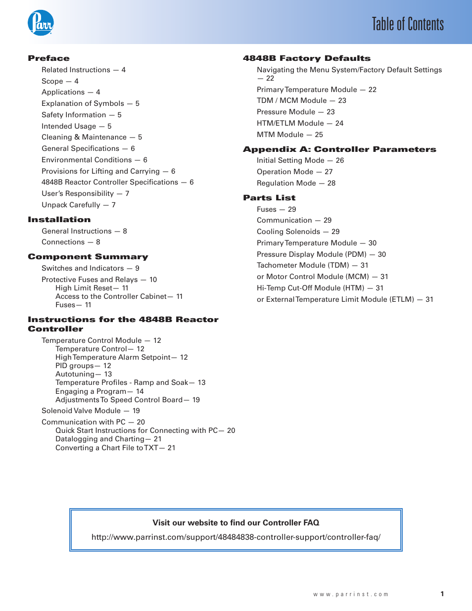 Parr Instrument 4848B User Manual | Page 3 / 32