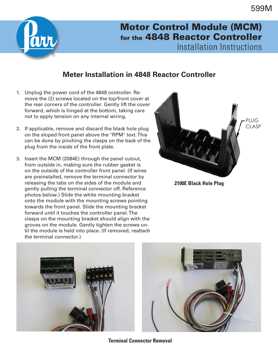 Parr Instrument Motor Control Module (MCM) User Manual | 8 pages