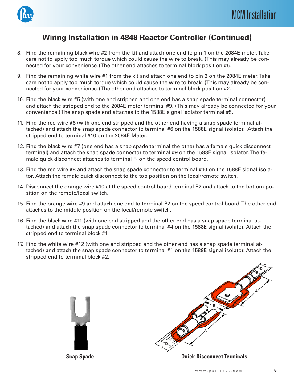 Mcm installation | Parr Instrument Motor Control Module (MCM) User Manual | Page 5 / 8