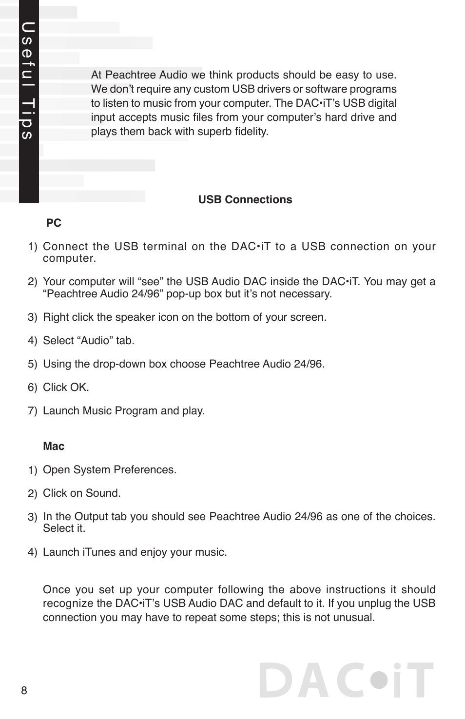 Useful t ips | Peachtree Audio DAiT User Manual | Page 10 / 16