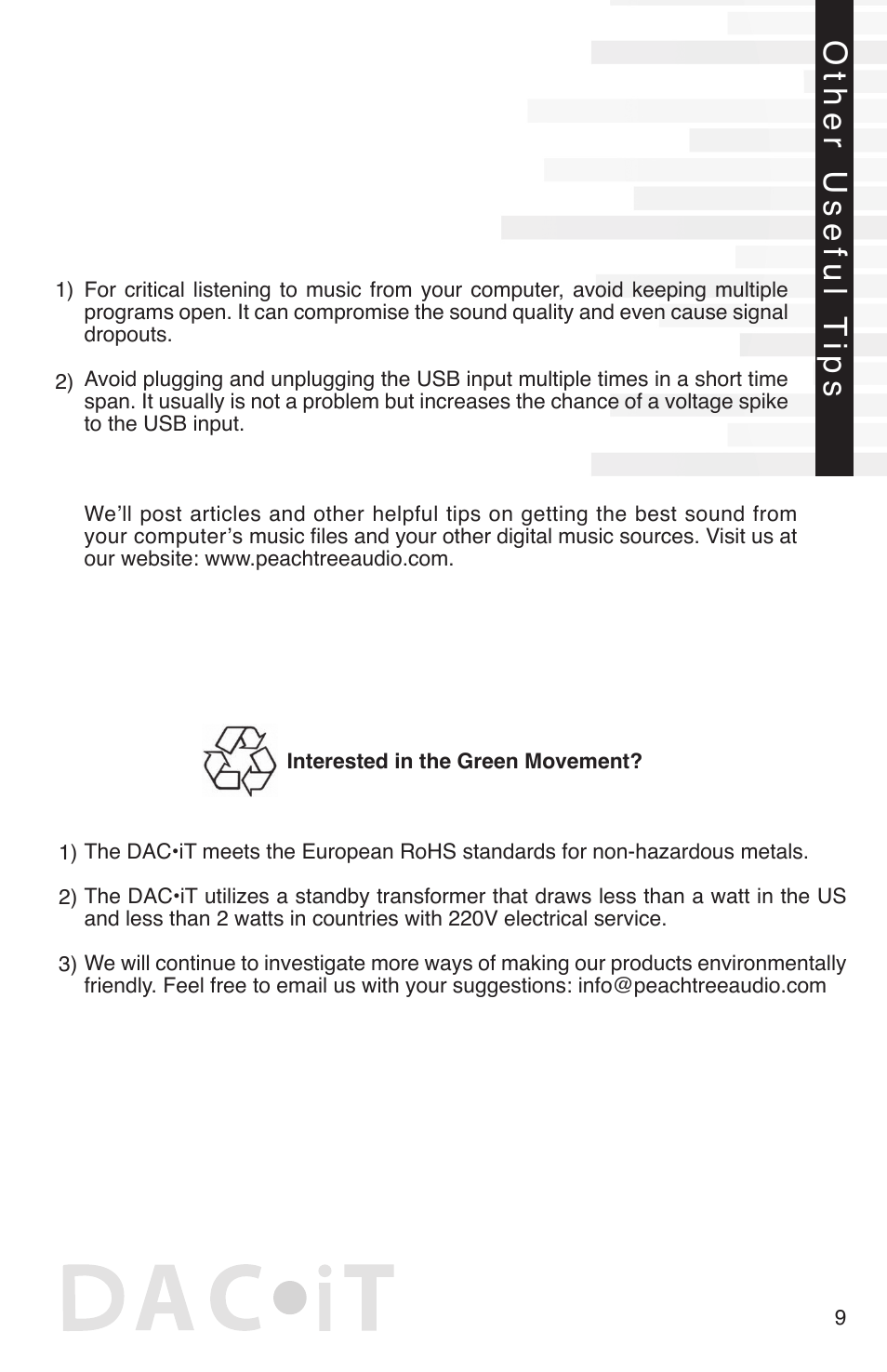 Other useful t ips | Peachtree Audio DAiT User Manual | Page 11 / 16