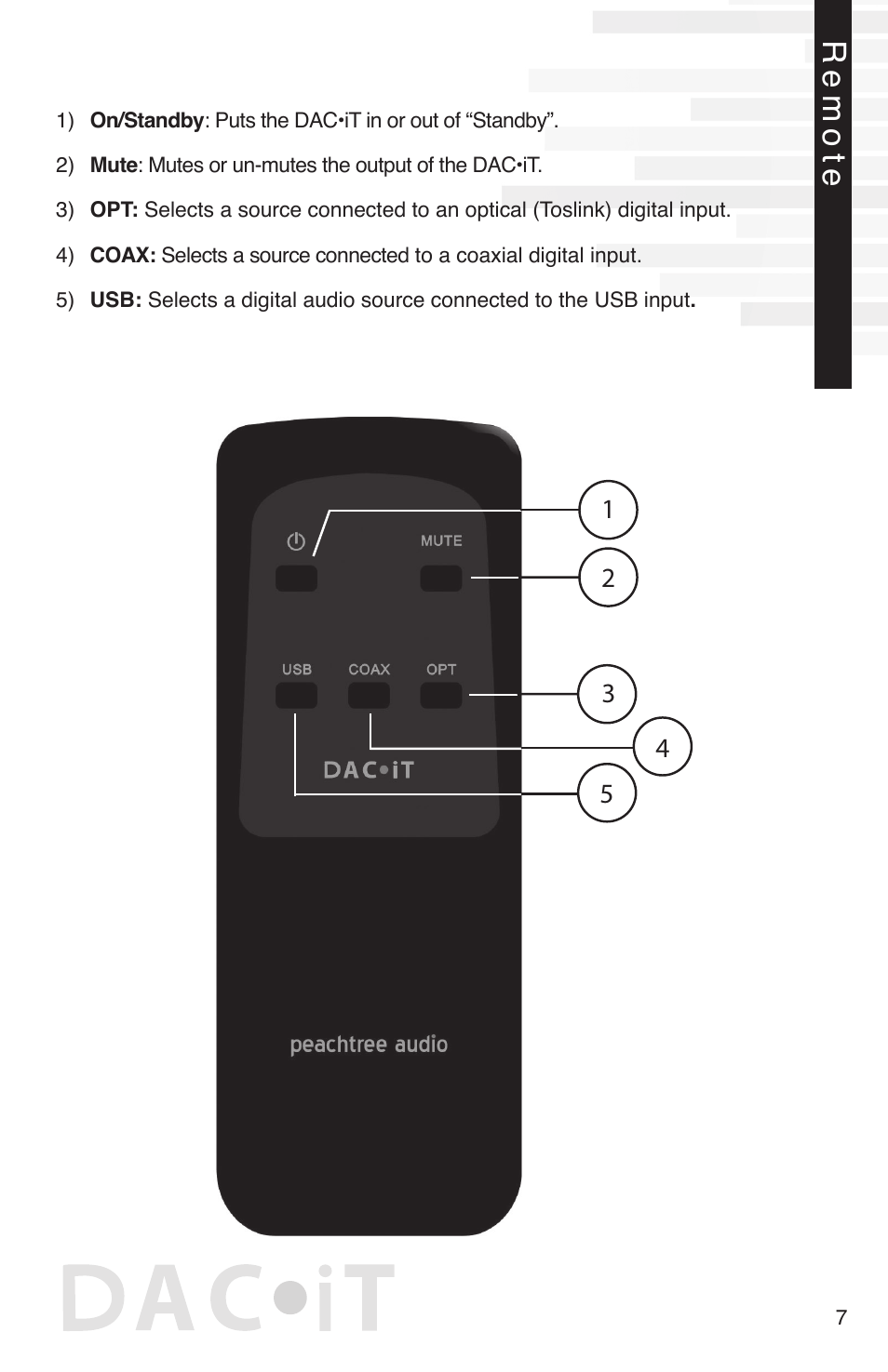 Remote | Peachtree Audio DAiT User Manual | Page 9 / 16