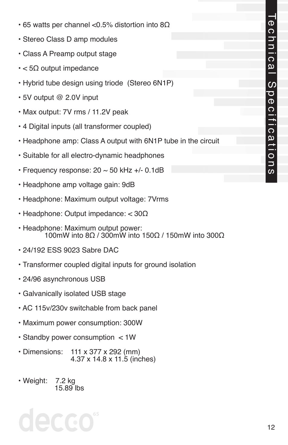 Peachtree Audio decco65 User Manual | Page 13 / 14