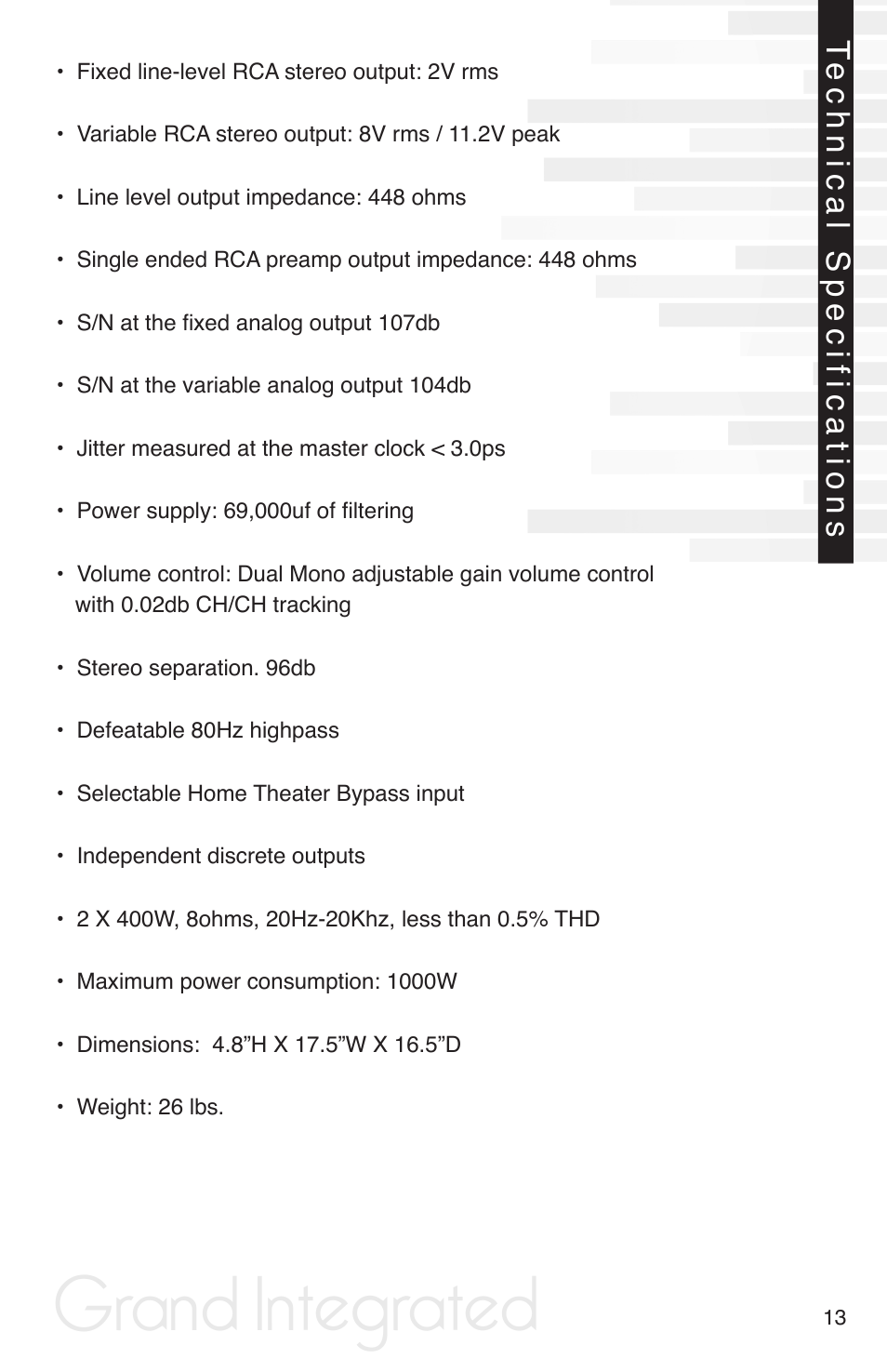 Grand integrated | Peachtree Audio Grand Integrated User Manual | Page 16 / 17