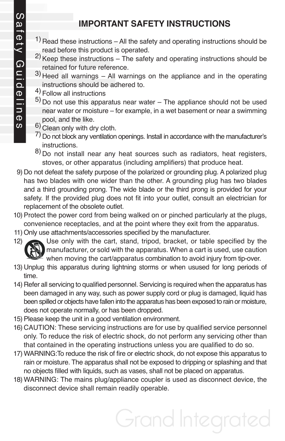 Grand integrated, Safety guidelines | Peachtree Audio Grand Integrated User Manual | Page 3 / 17