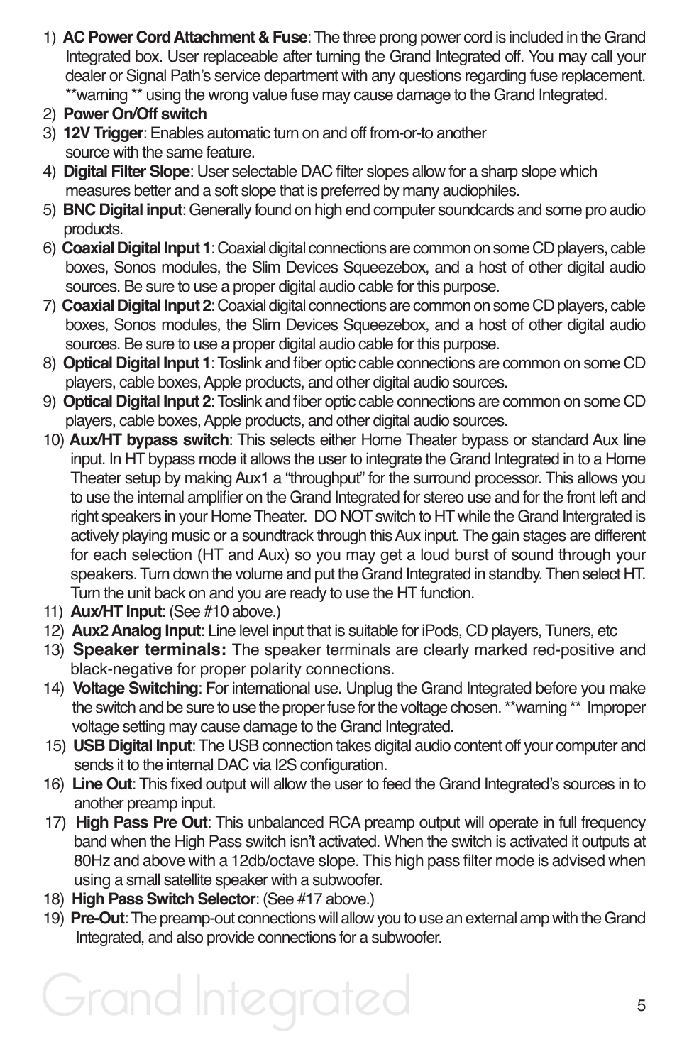 Grand integrated | Peachtree Audio Grand Integrated User Manual | Page 8 / 17