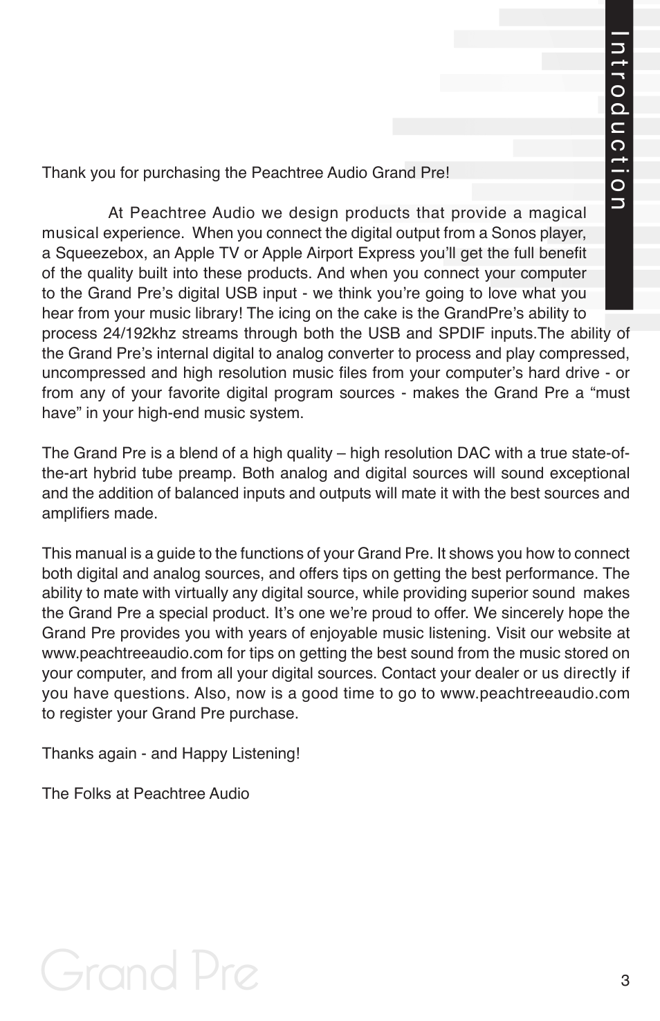 Grand pre | Peachtree Audio Grand Pre User Manual | Page 5 / 16