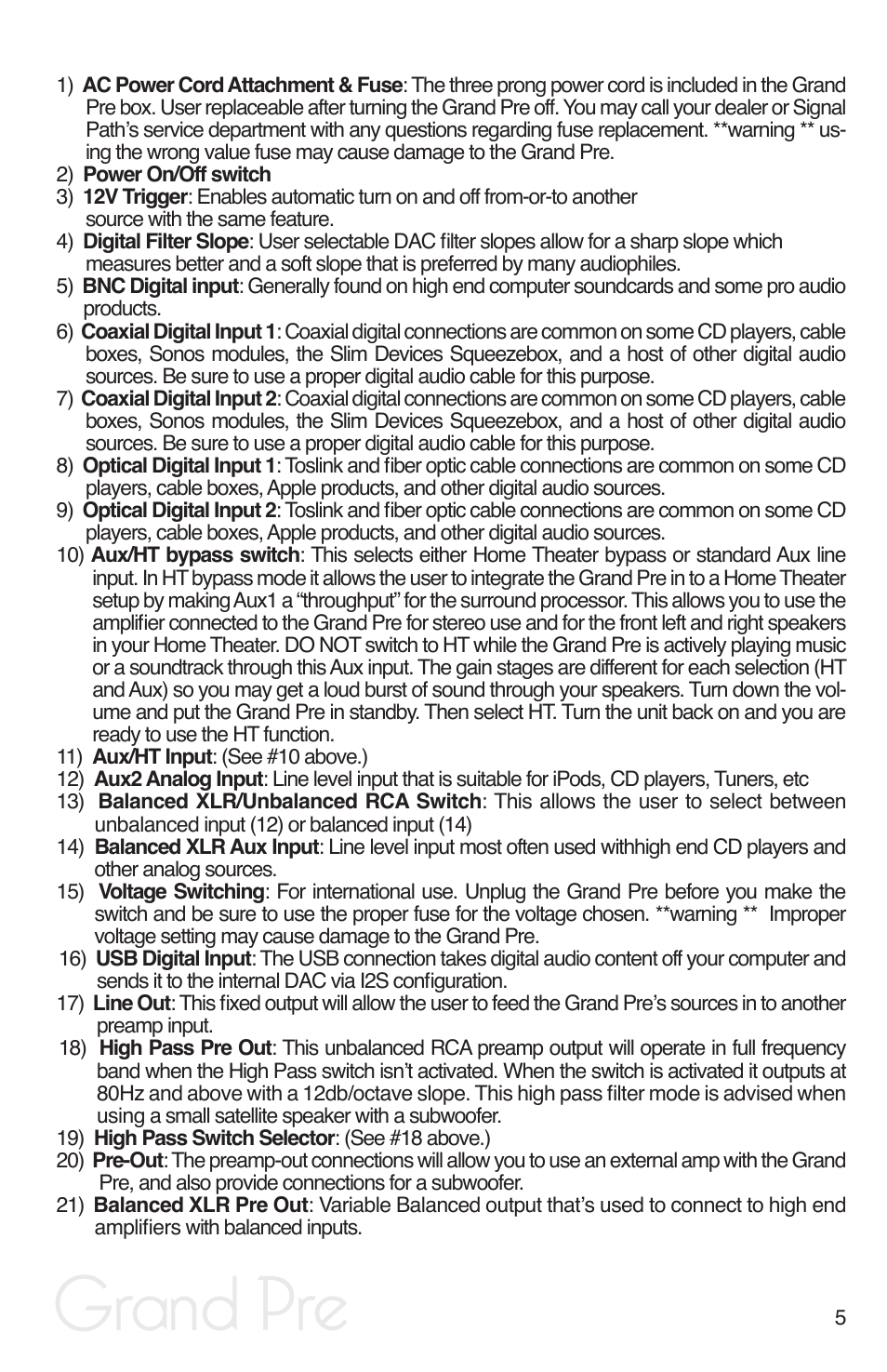 Grand pre | Peachtree Audio Grand Pre User Manual | Page 7 / 16