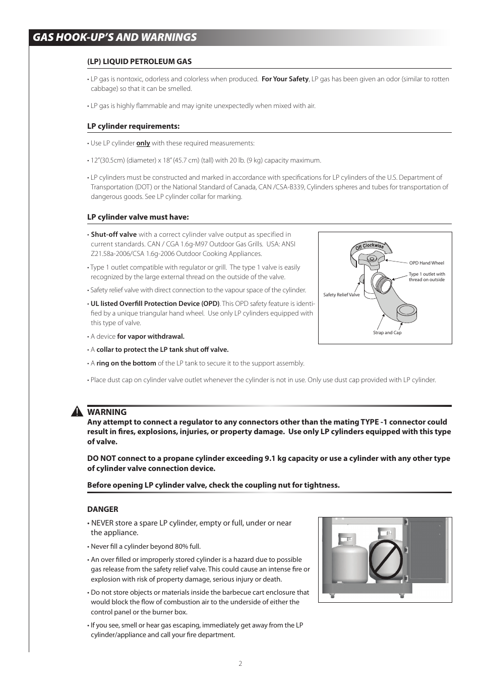 Gas hook-up’s and warnings | Centro 03122008 EJ User Manual | Page 5 / 22