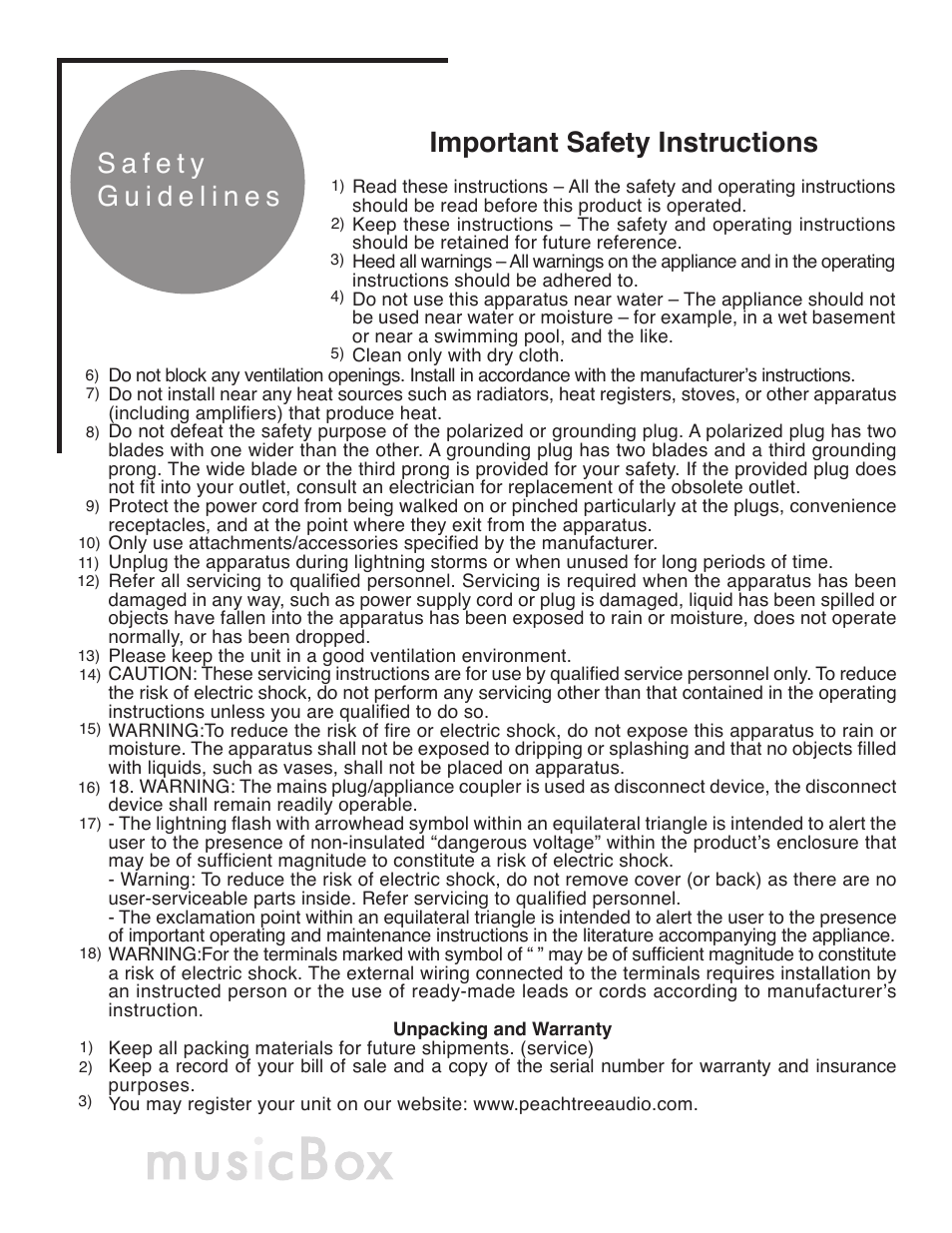 Peachtree Audio musicBox User Manual | Page 2 / 16