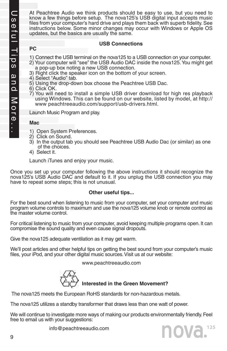 Useful tips and more | Peachtree Audio nova125 User Manual | Page 11 / 16