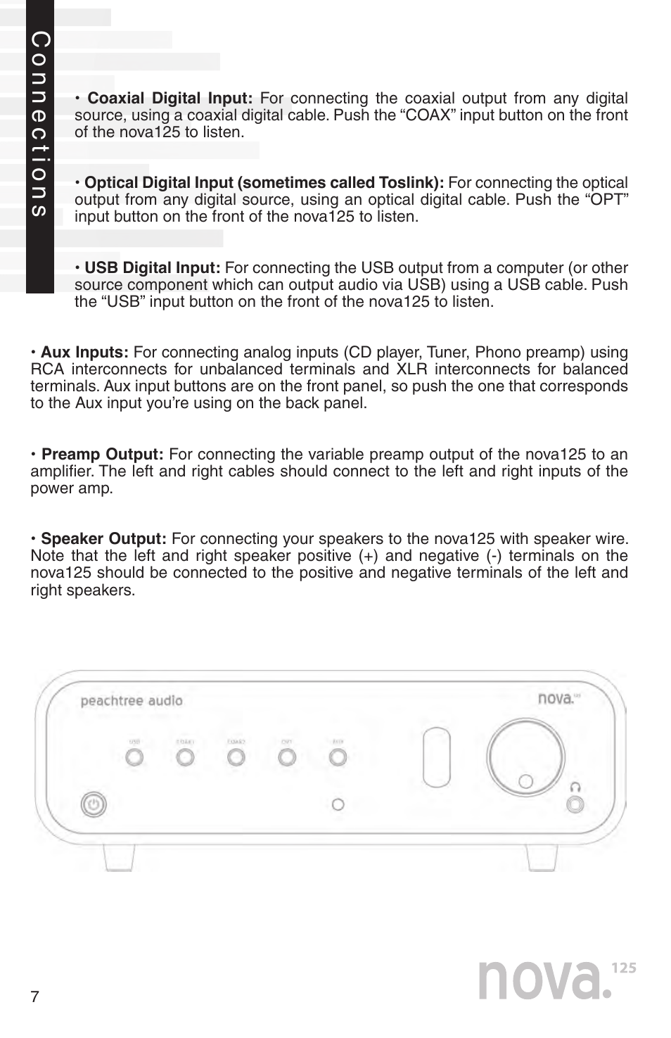 Connections | Peachtree Audio nova125 User Manual | Page 9 / 16